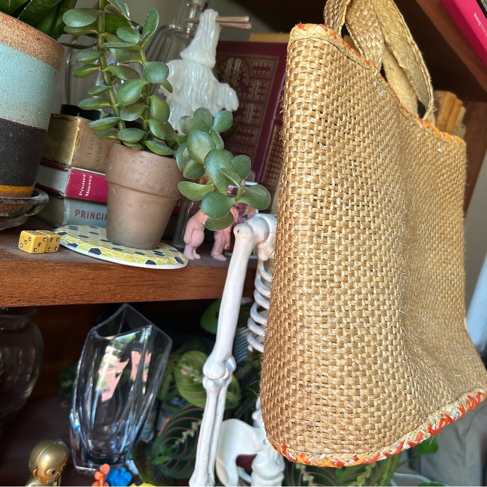 Vintage straw bag with floral design Nassau - Picture 9 of 12